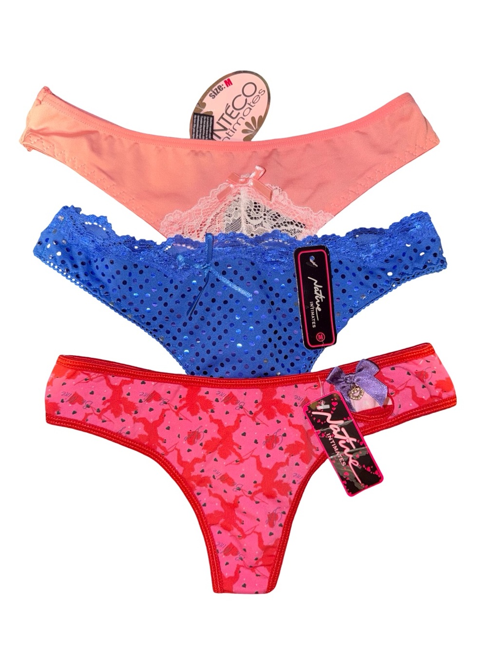 SET OF 3 NWT DEAD STOCK Thongs - Pink, Blue, Coral